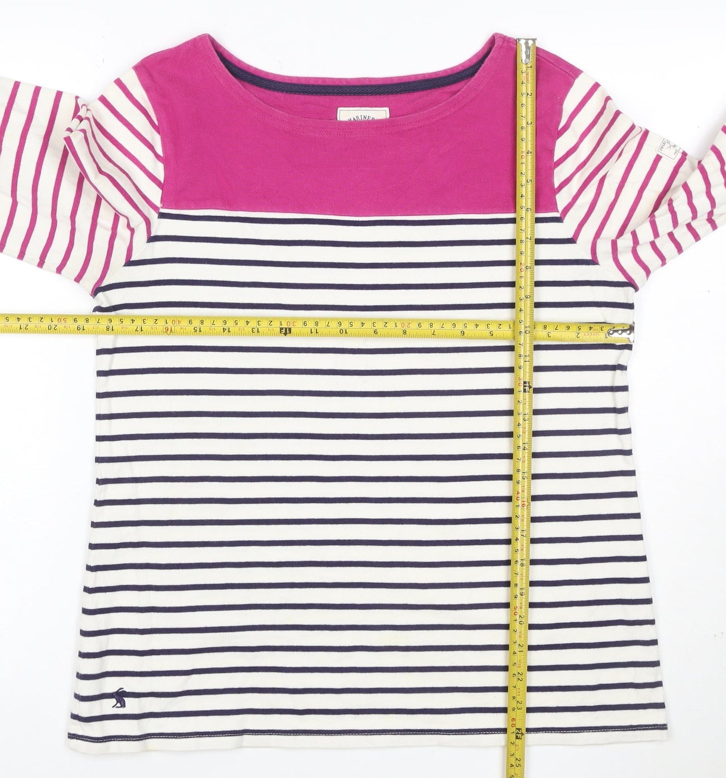 Joules Womens Multicoloured Striped Long Sleeve Cotton T-Shirt Size 14