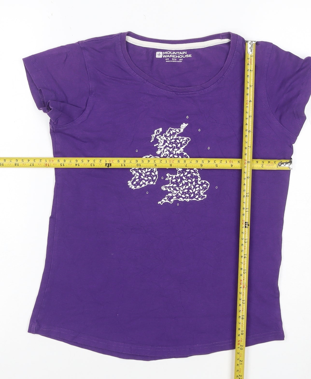 Mountain Warehouse Womens Purple Cotton Stretch T-Shirt UK 6