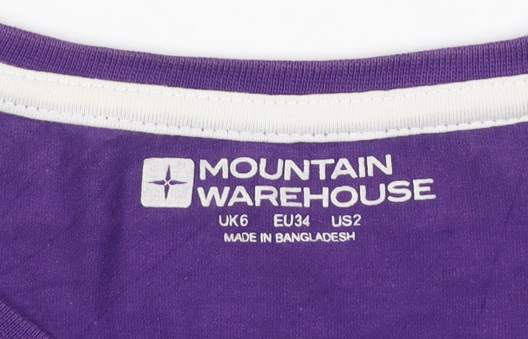 Mountain Warehouse Womens Purple Cotton Stretch T-Shirt UK 6