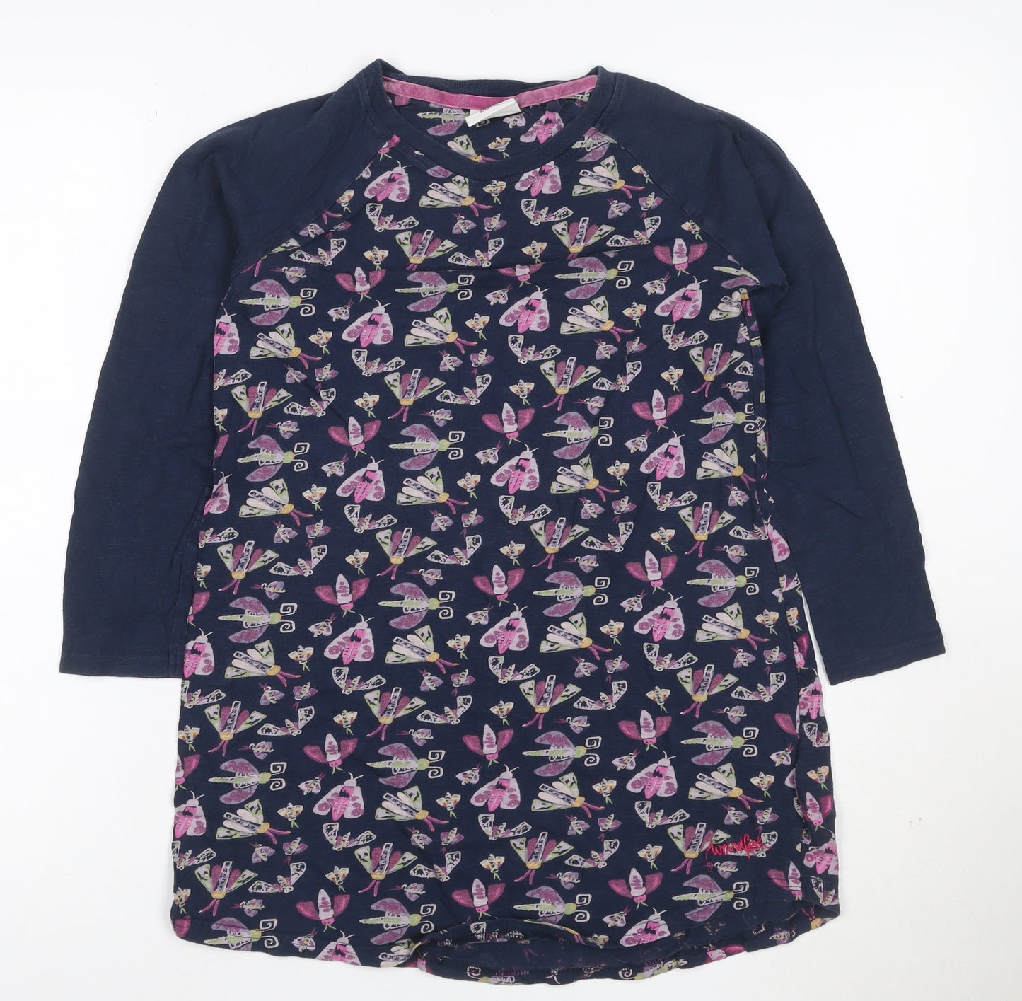 Weird Fish Girls Blue 9-10 Years Long Sleeve T-Shirt Dress Butterfly Print