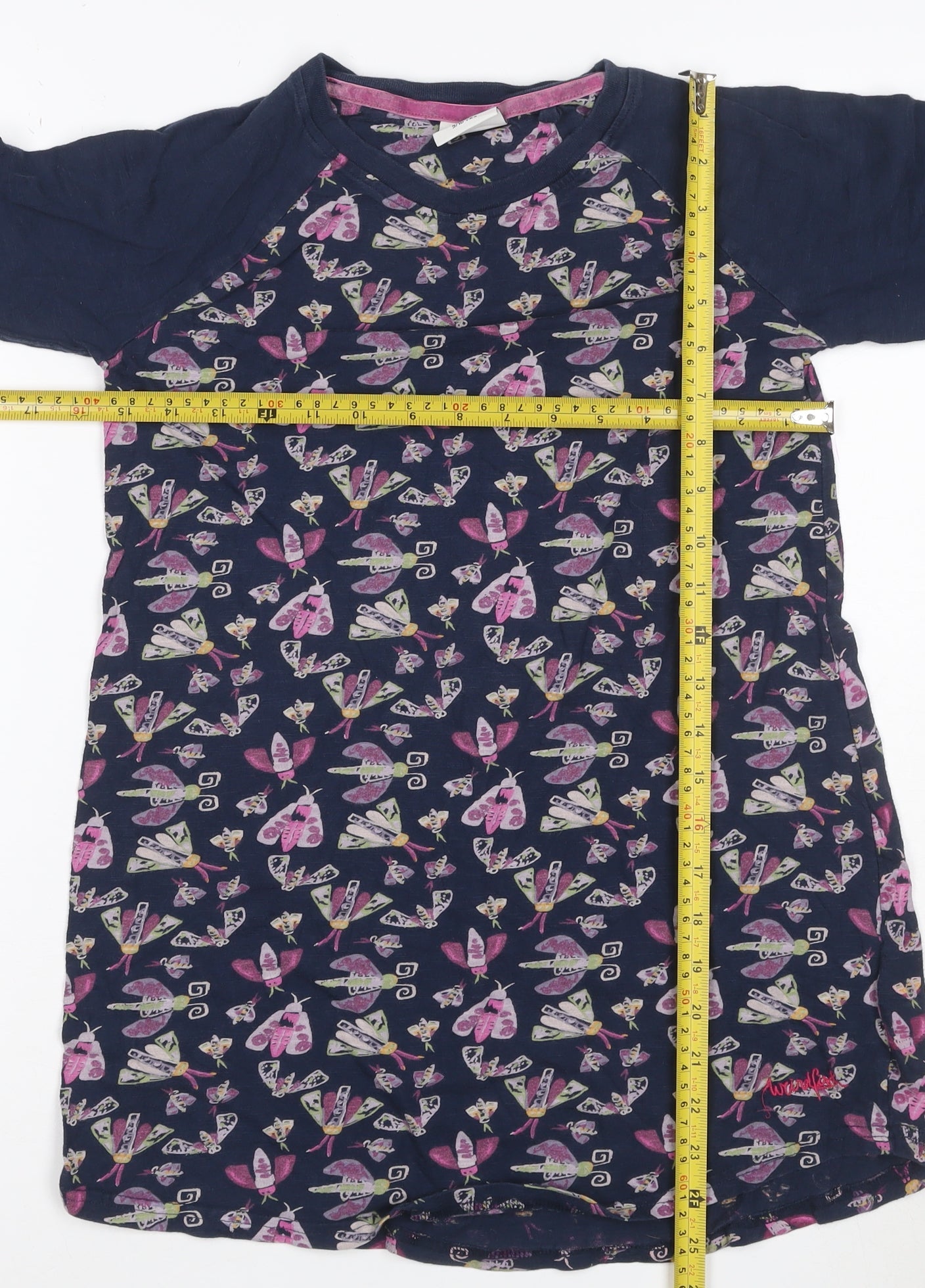 Weird Fish Girls Blue 9-10 Years Long Sleeve T-Shirt Dress Butterfly Print