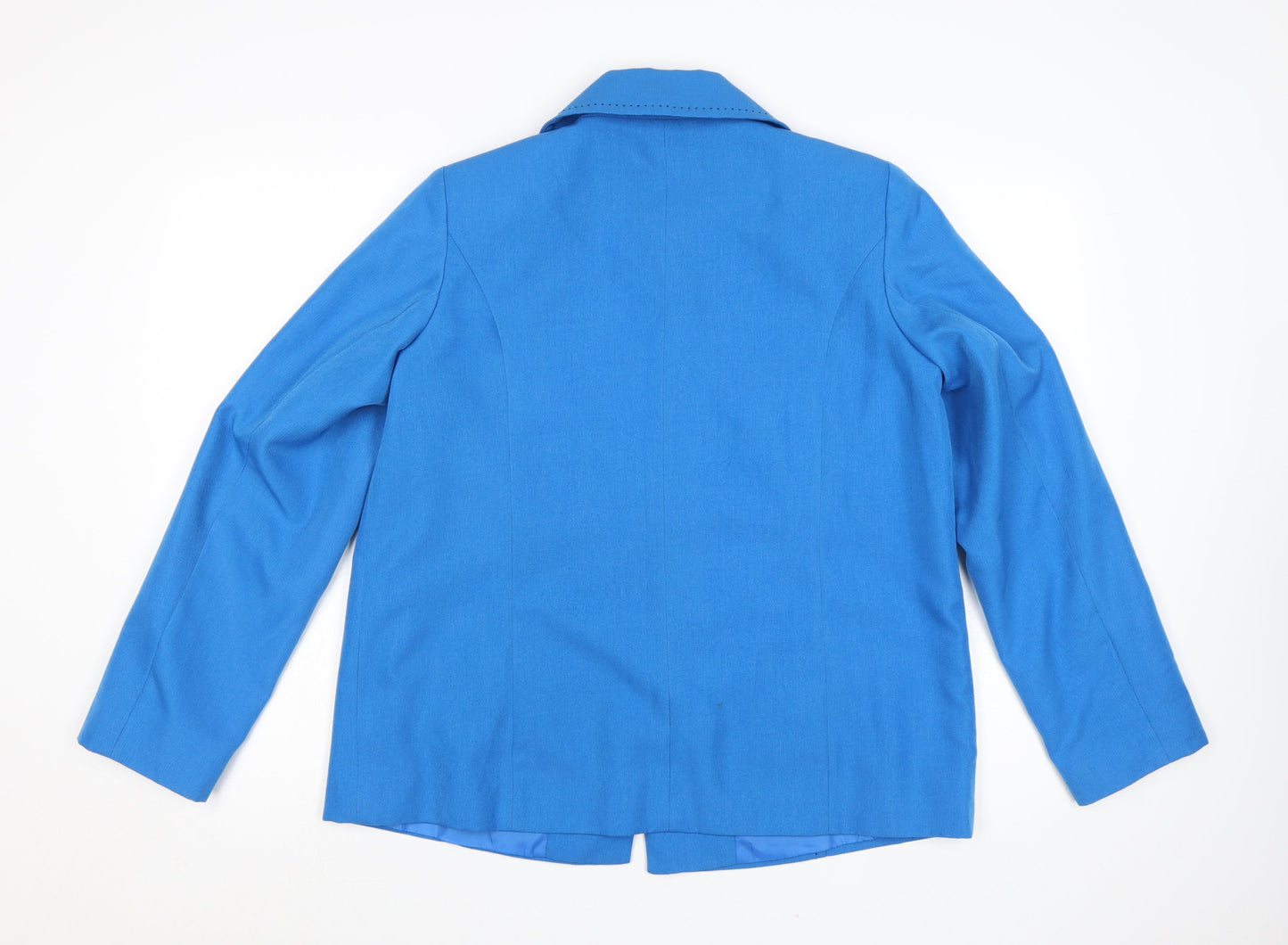 Wardrobe Women's Blue Mid-Length Polyester Button Jacket Size 14