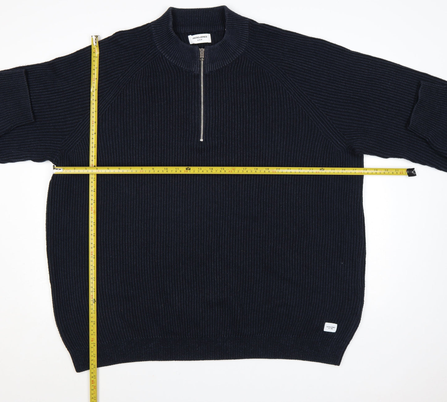 Jack & Jones Men’s Blue 3XL 1/2 Zip Chunky-Knit Mock Neck Jumper