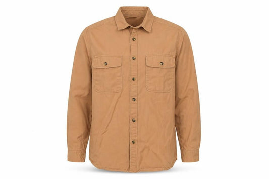 ASOS DESIGN Men's Brown Cotton Button-Up Shirt XL Long Sleeve