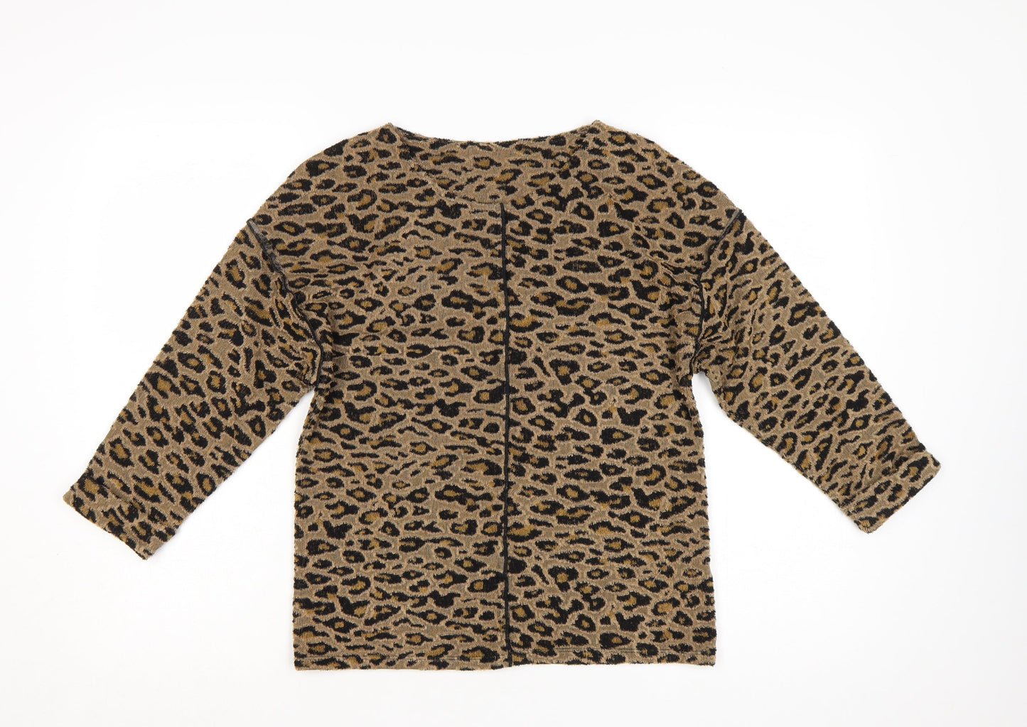Marks and Spencer Women Brown Leopard Knit Long Sleeve Blouse Size 6