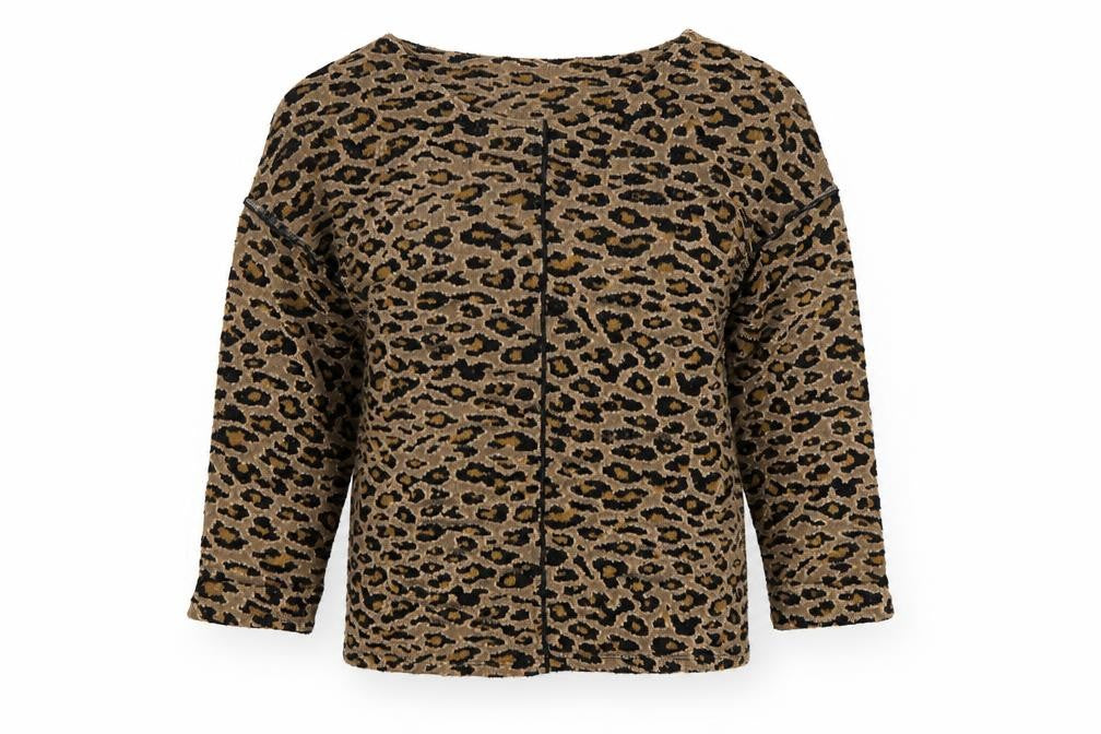 Marks & Spencer Women Brown Leopard Knit Long Sleeve Blouse Size 6