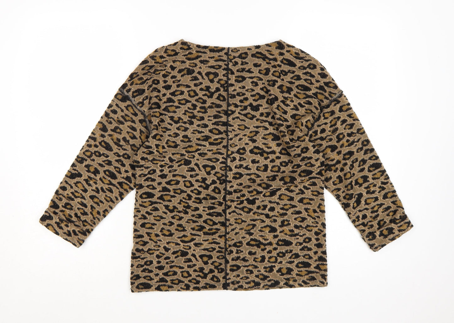 Marks and Spencer Women Brown Leopard Knit Long Sleeve Blouse Size 6