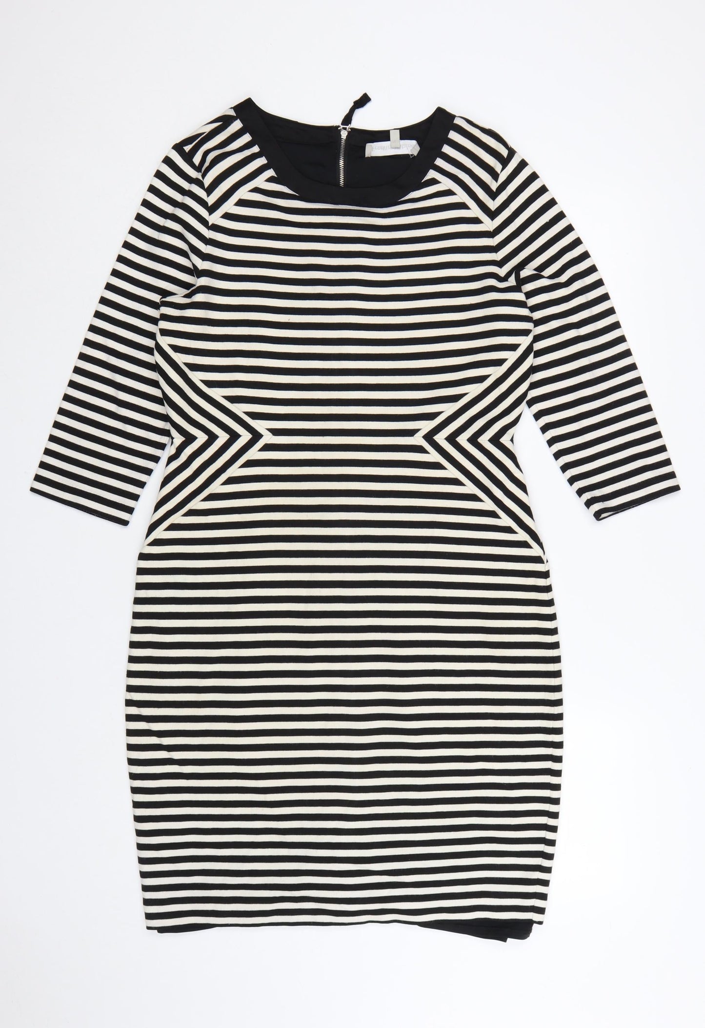 Fenn Wright Manson Women's Black Striped Bodycon Dress UK 14