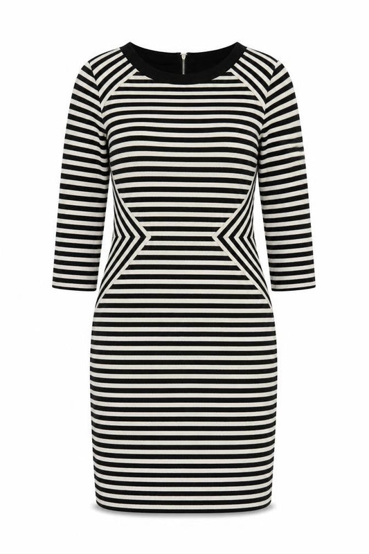 Fenn Wright Manson Women's Black Striped Bodycon Dress UK 14
