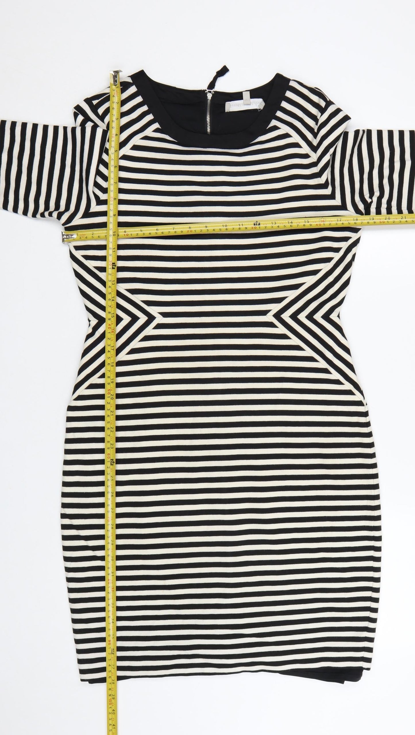 Fenn Wright Manson Women's Black Striped Bodycon Dress UK 14