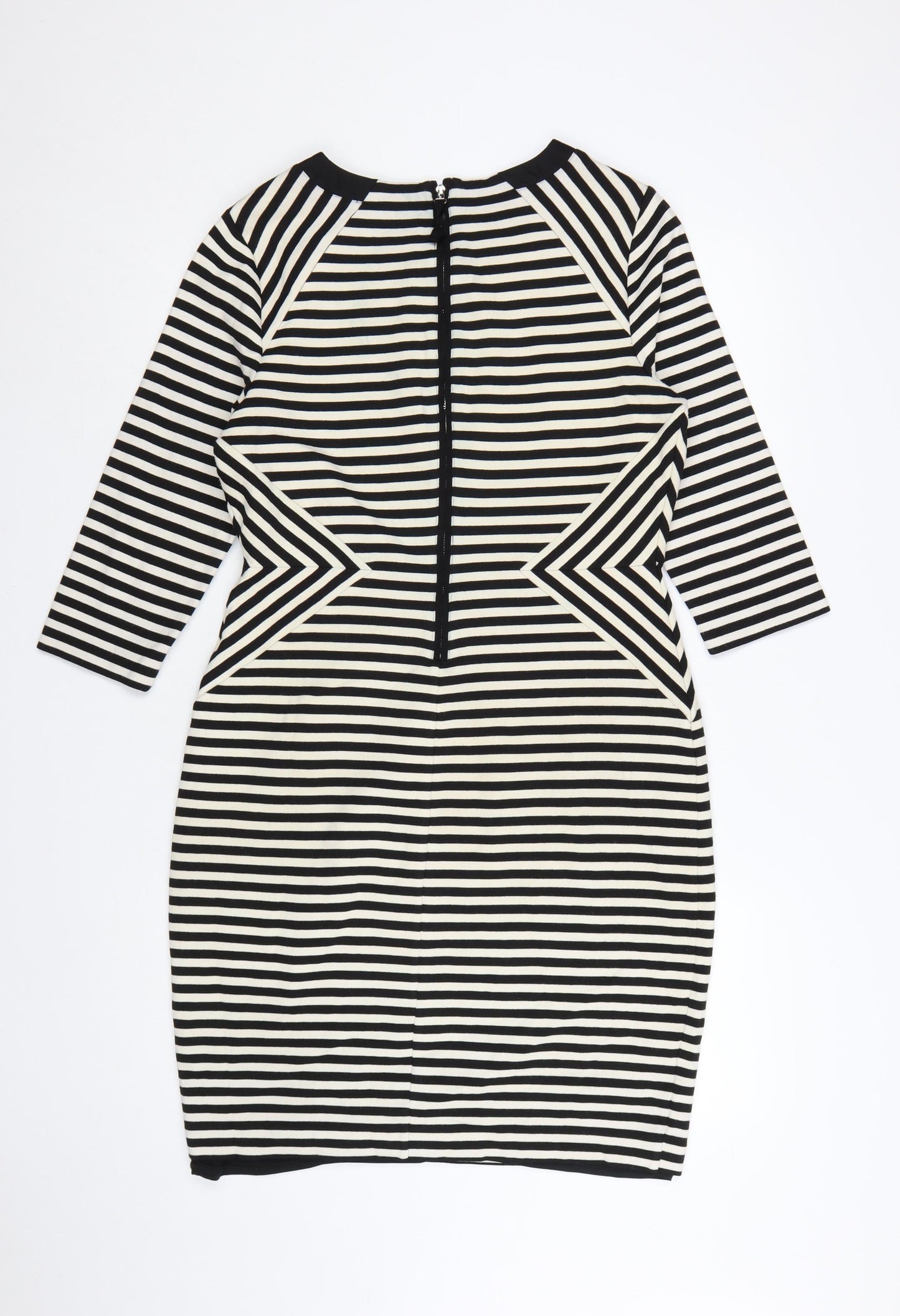 Fenn Wright Manson Women's Black Striped Bodycon Dress UK 14