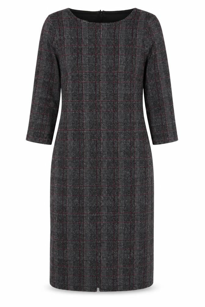 Hobbs Women Grey Check Sheath Dress UK 10 Workwear Knee Length
