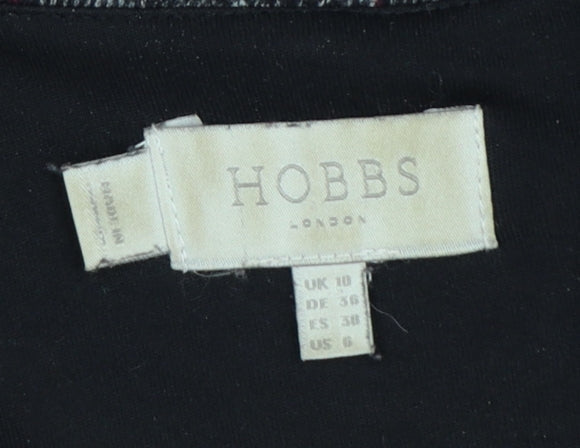 Hobbs Women Grey Check Sheath Dress UK 10 Workwear Knee Length