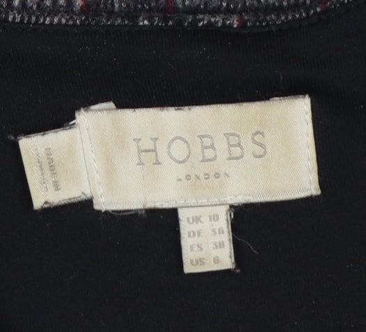 Hobbs Women Grey Check Sheath Dress UK 10 Workwear Knee Length