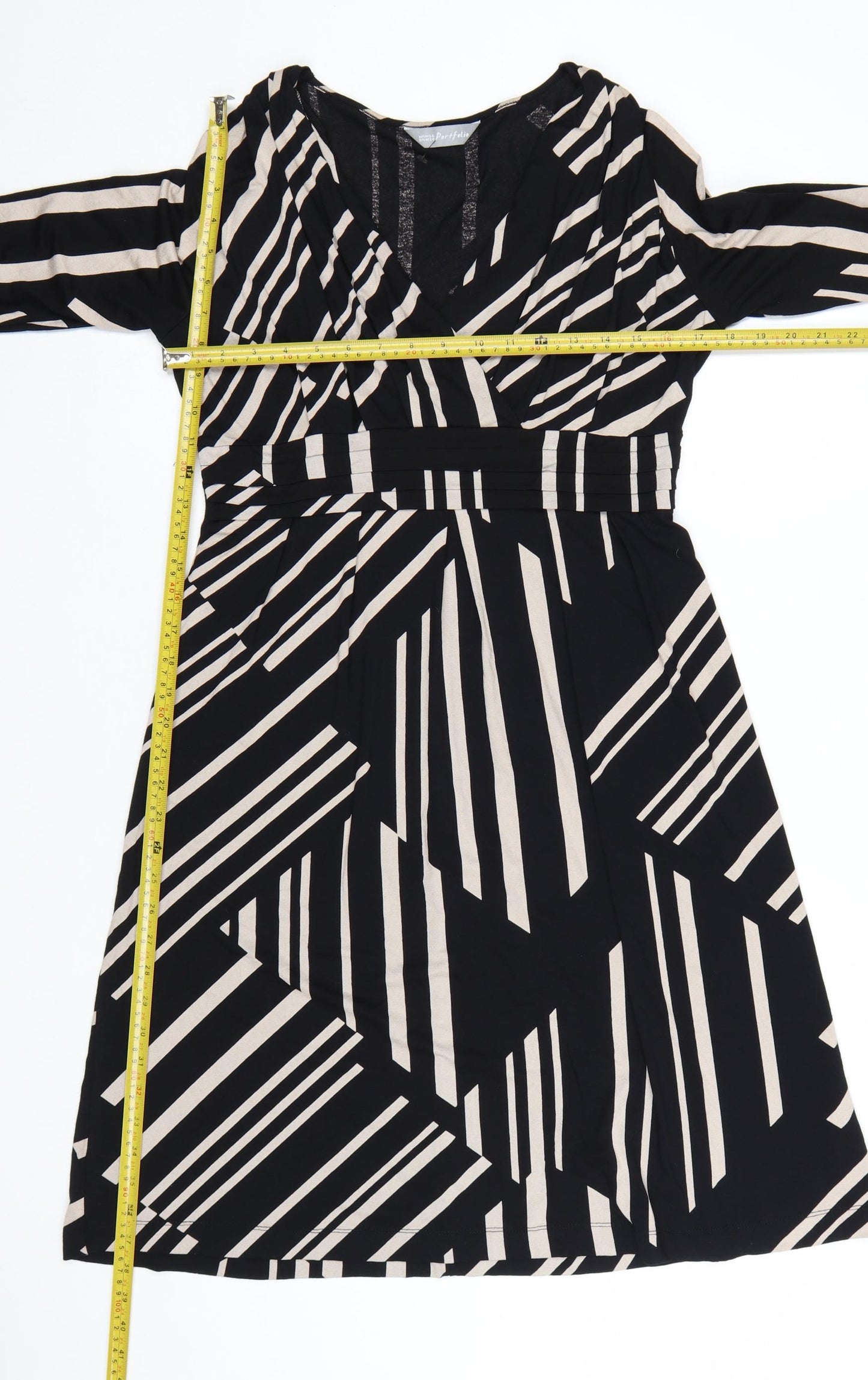 Marks and Spencer Women Black Geometric Knit Wrap Dress Size 12