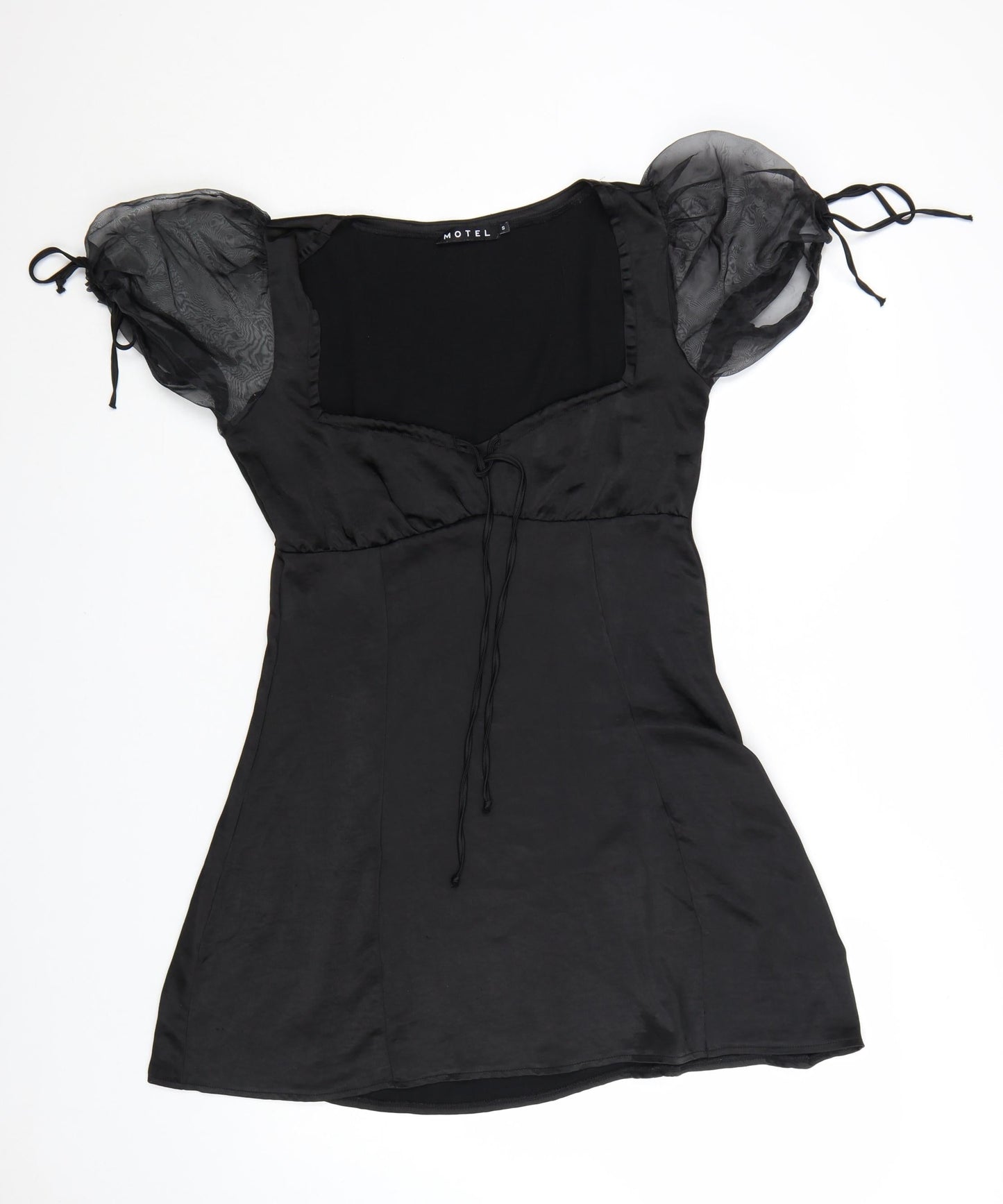 Motel Women Black Short Puff Sleeve Mini Dress Size S