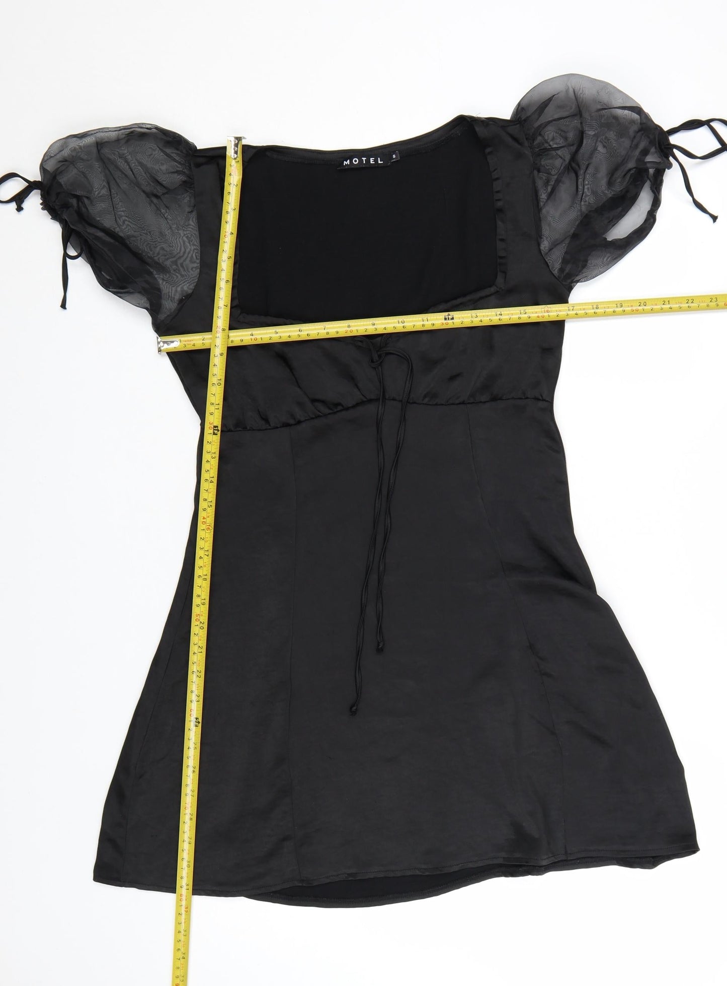Motel Women Black Short Puff Sleeve Mini Dress Size S