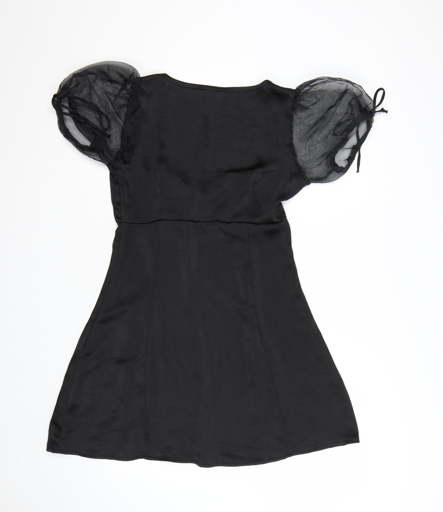 Motel Women Black Short Puff Sleeve Mini Dress Size S