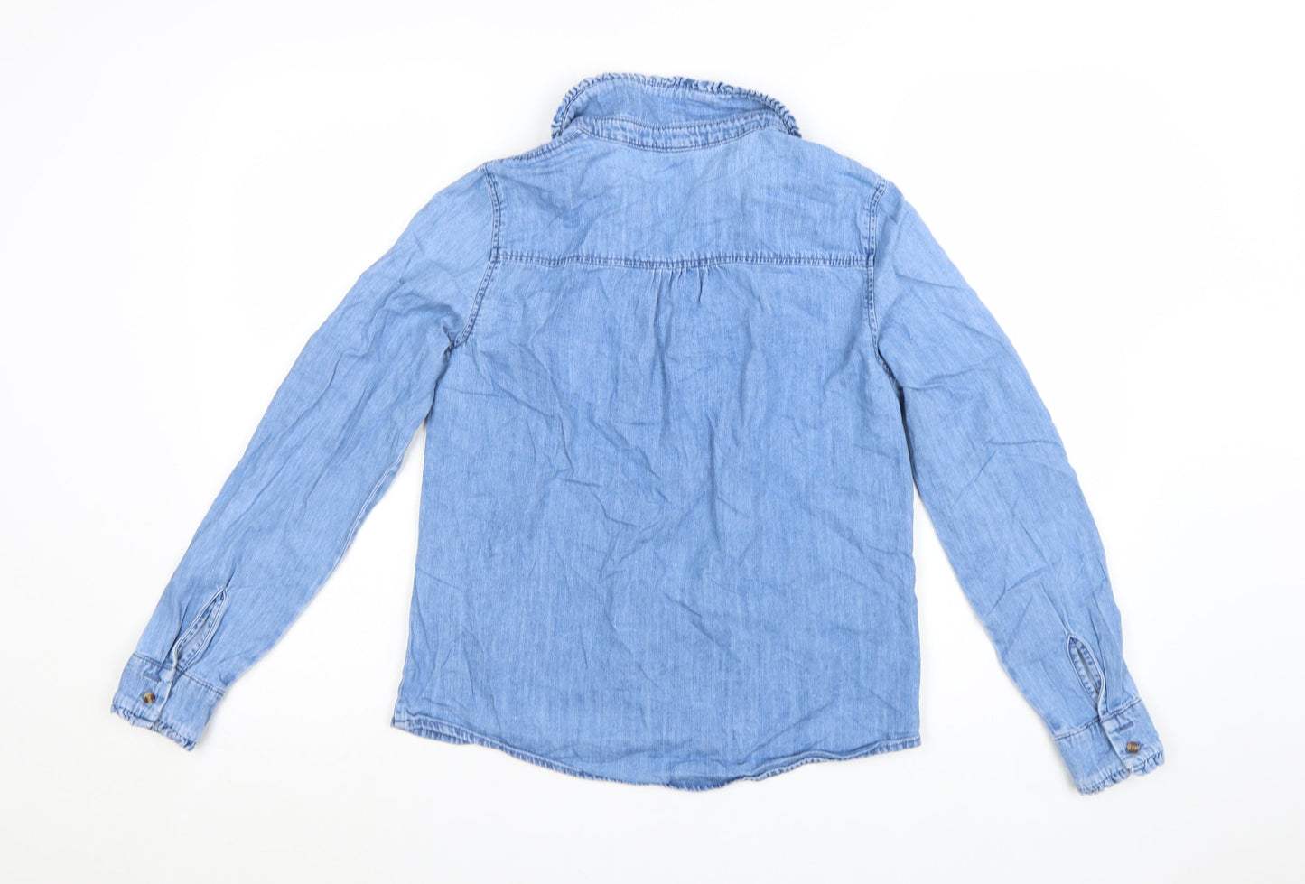 H&M Divided Women’s Blue Denim Button-Up Long Sleeve Blouse Size 8