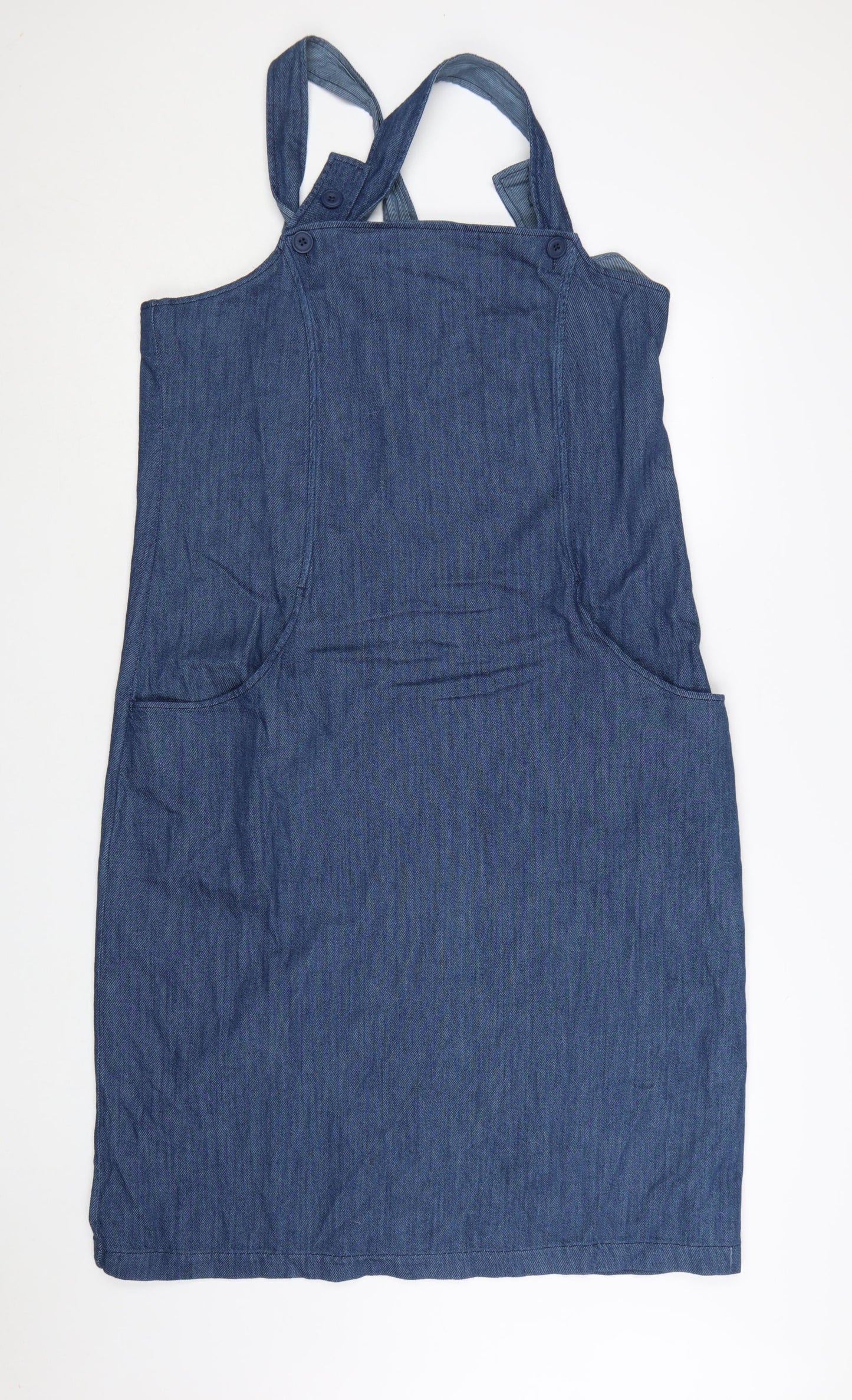Seasalt Cornwall Women Blue Denim Pinafore Dress Size 16