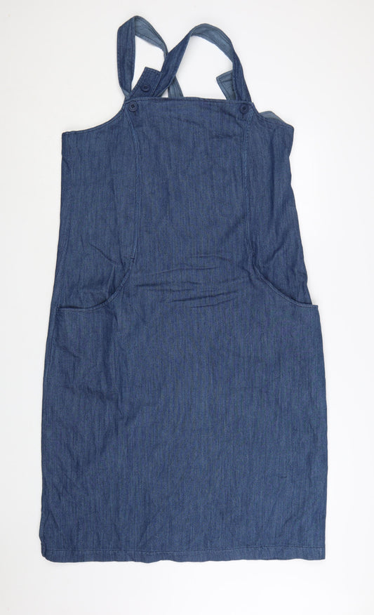 Seasalt Cornwall Women Blue Denim Pinafore Dress Size 16