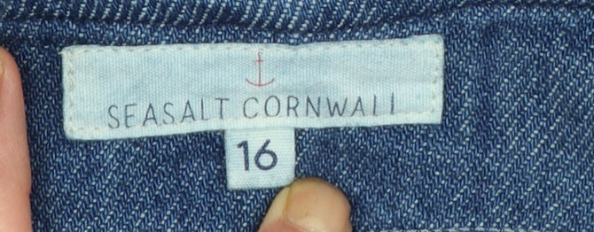 Seasalt Cornwall Women Blue Denim Pinafore Dress Size 16