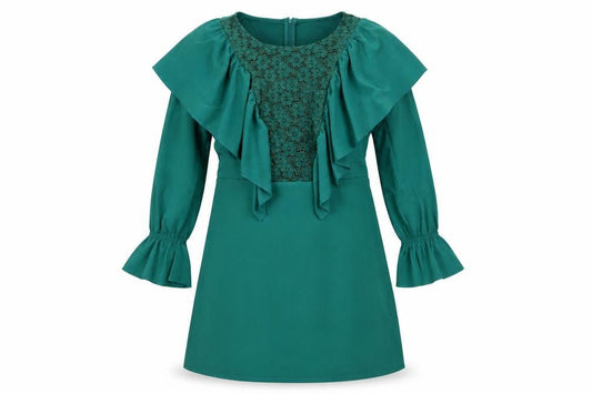 Rage Womens Green A-Line Ruffle Lace Short Dress Size 14