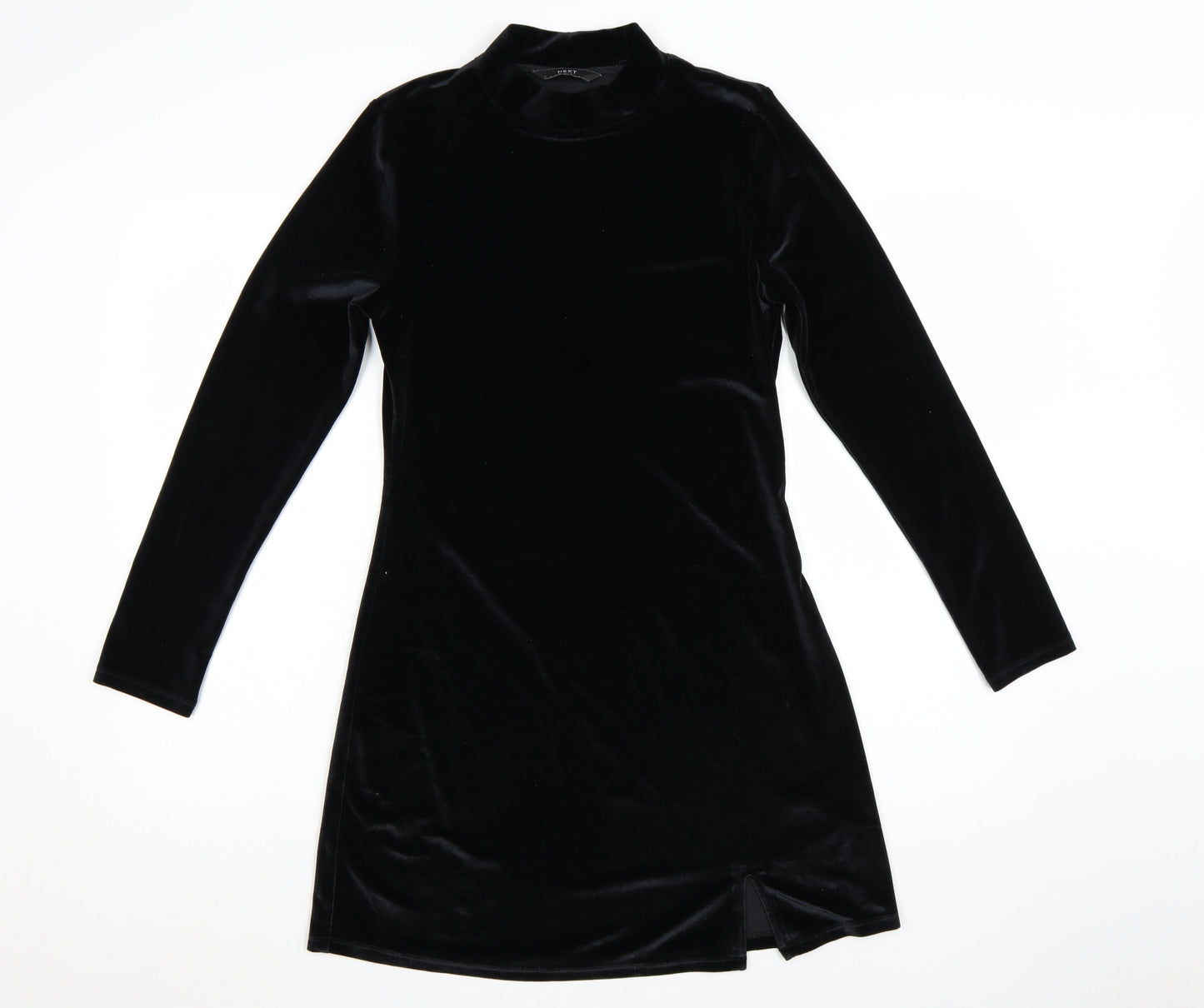 Next Women Black Velvet Bodycon Mini Dress Size 12