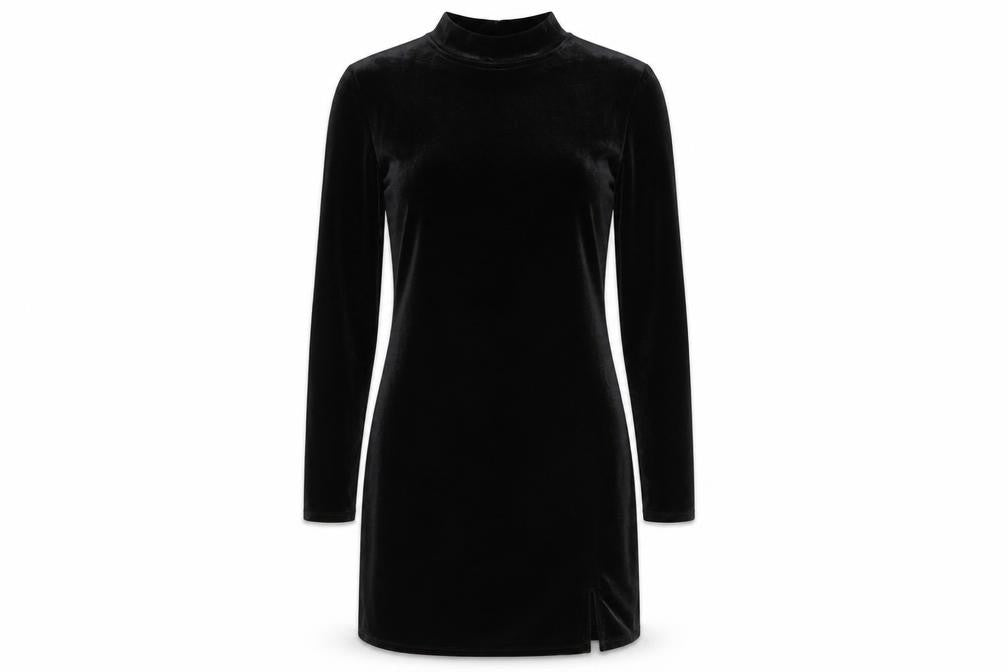 Next Women Black Velvet Bodycon Mini Dress Size 12