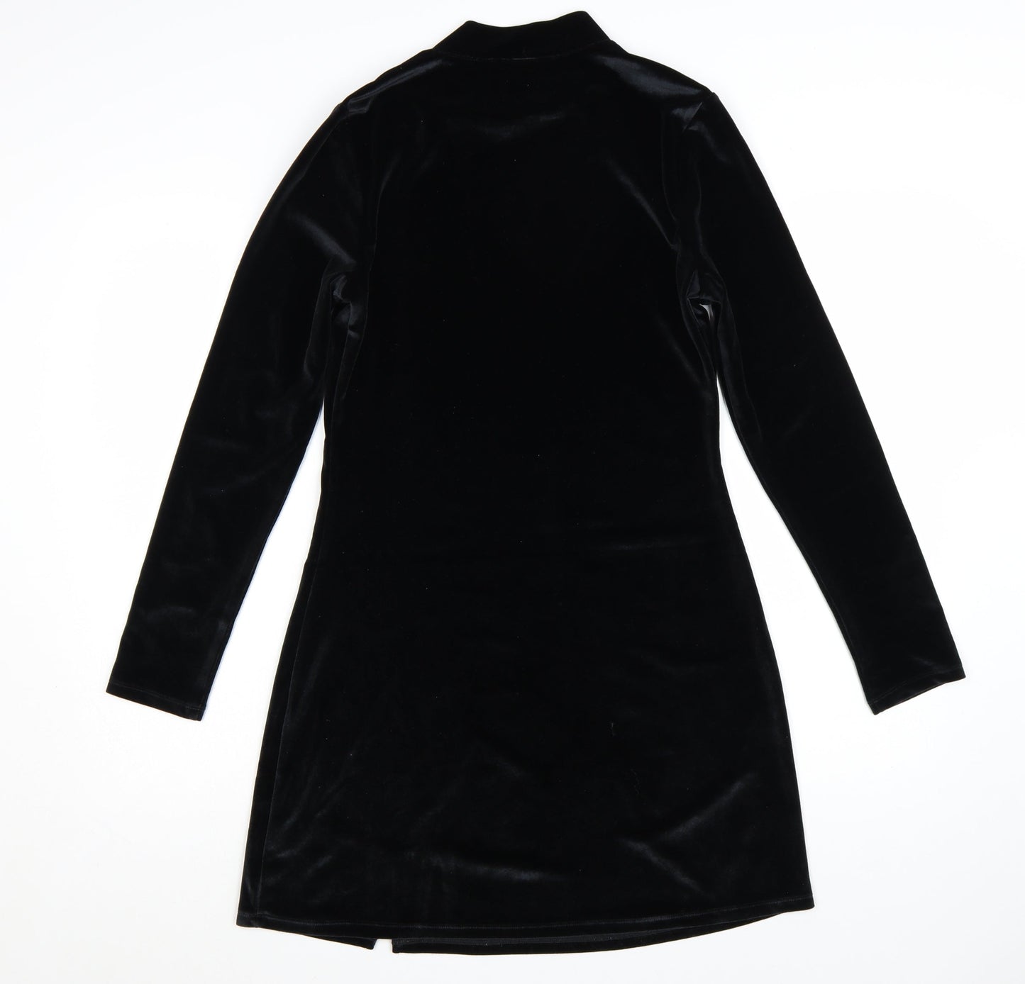 Next Women Black Velvet Bodycon Mini Dress Size 12