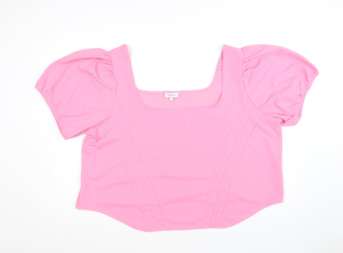 Simply Be Women's Pink Cropped Puff Sleeve Blouse Size 32