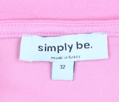 Simply Be Women's Pink Cropped Puff Sleeve Blouse Size 32