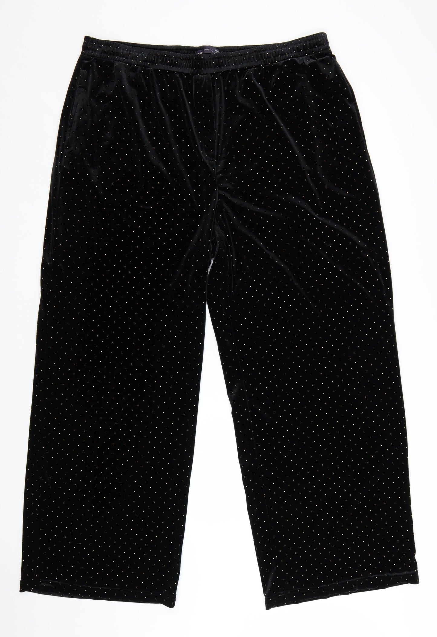Marks and Spencer Womens Black Polka Dot Velvet Trousers Size 20