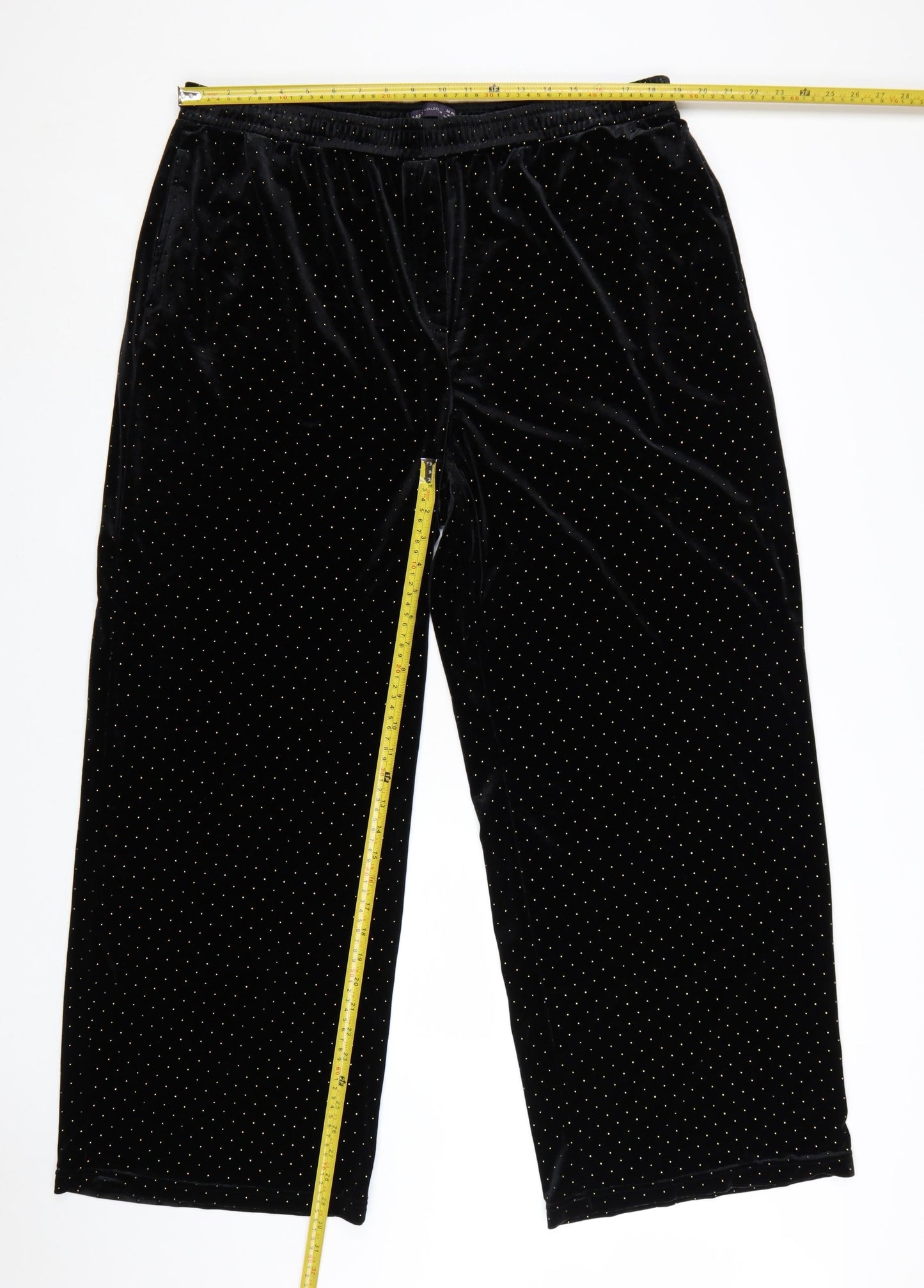 Marks and Spencer Womens Black Polka Dot Velvet Trousers Size 20