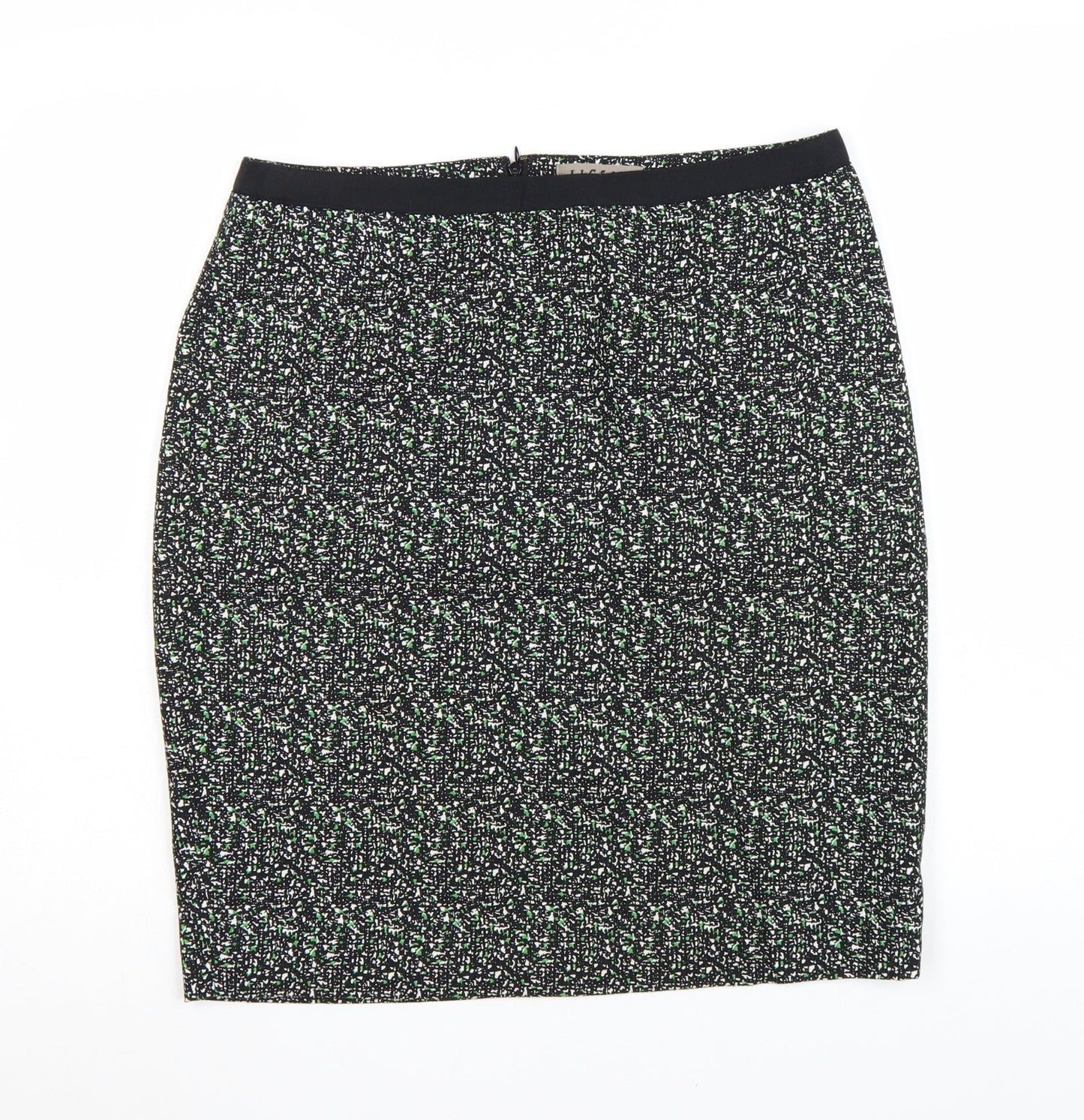 Jigsaw Women’s Black Knee Length Pencil Skirt Size 12 Cotton Tweed