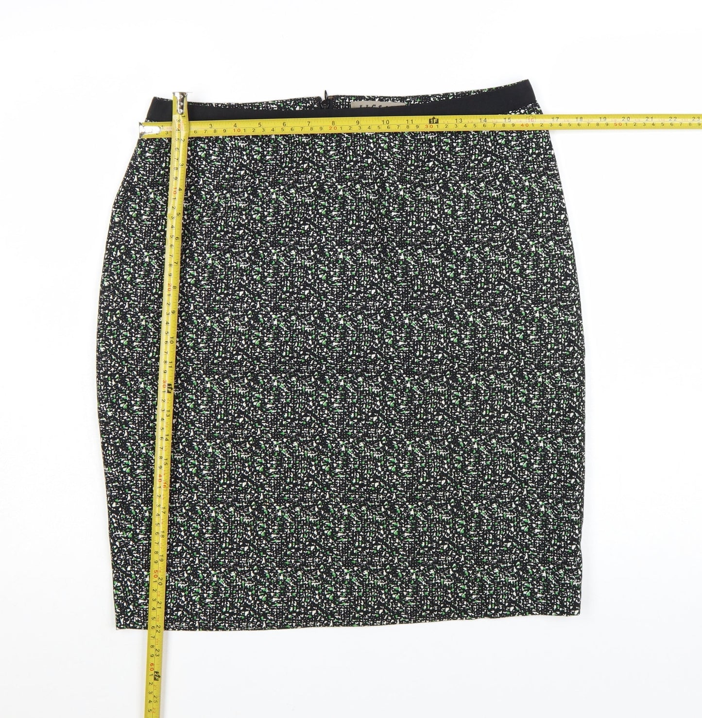 Jigsaw Women’s Black Knee Length Pencil Skirt Size 12 Cotton Tweed