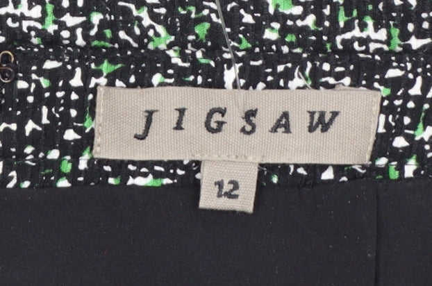 Jigsaw Women’s Black Knee Length Pencil Skirt Size 12 Cotton Tweed
