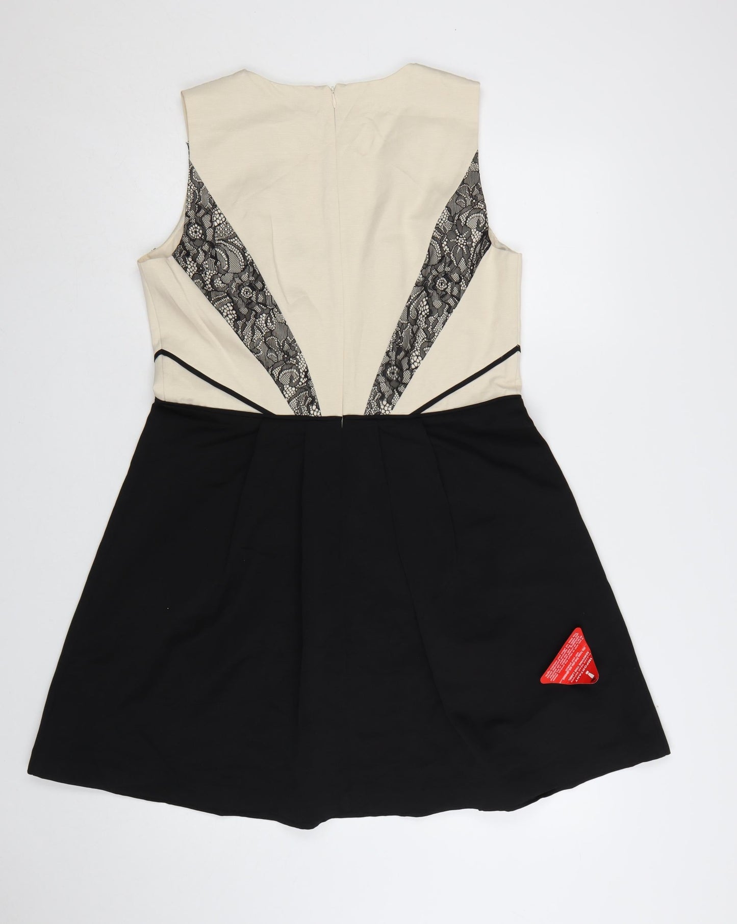 Oasis Women’s Beige & Black Lace Fit & Flare Sleeveless Dress UK 16