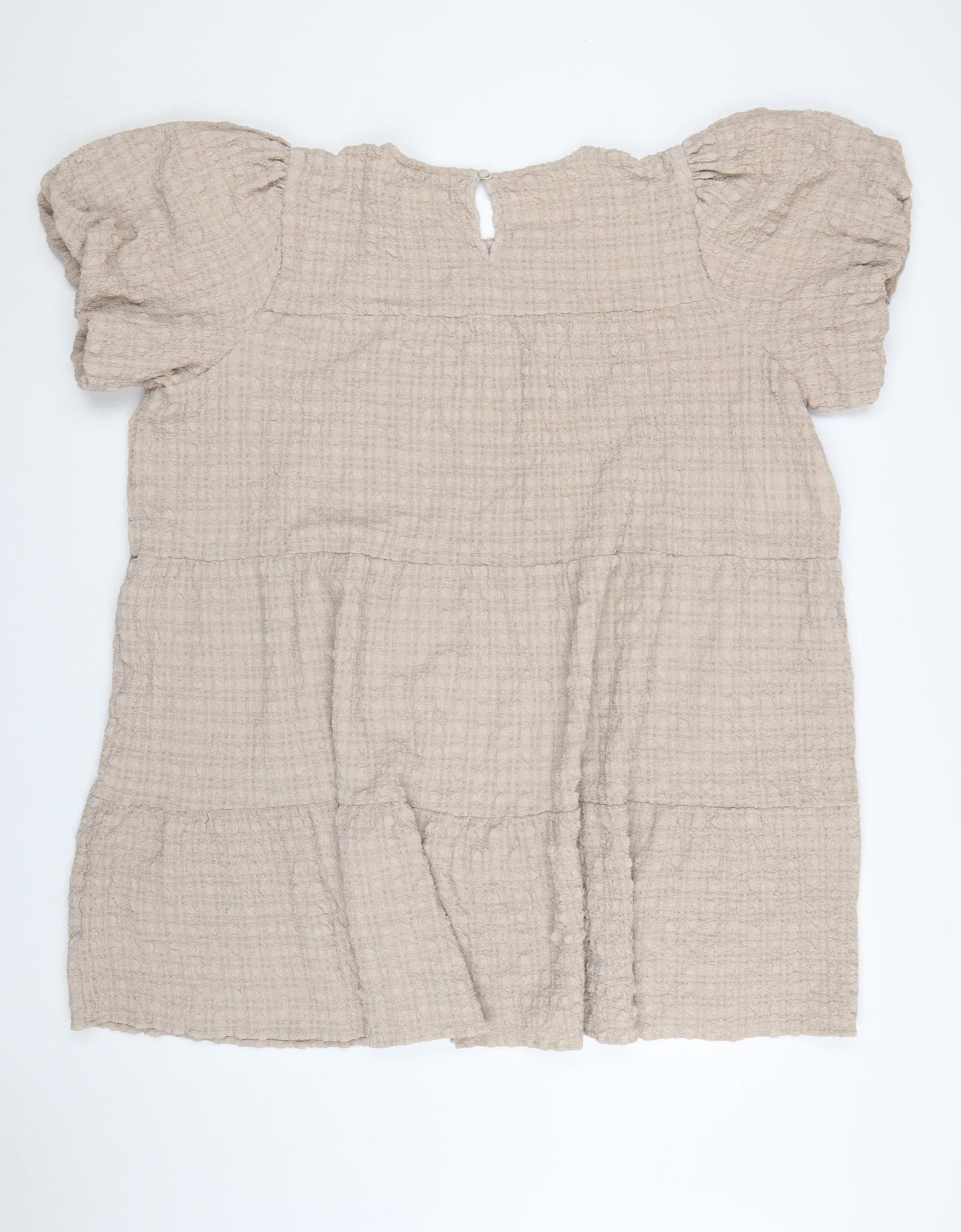 In The Style Womens Beige Size 26 Puff Sleeve Tiered Shift Dress