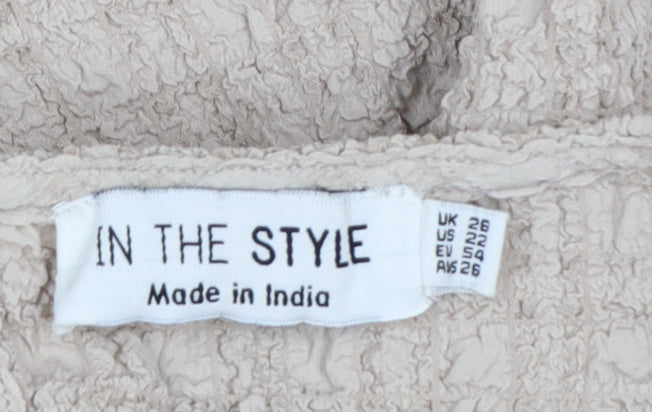 In The Style Womens Beige Size 26 Puff Sleeve Tiered Shift Dress