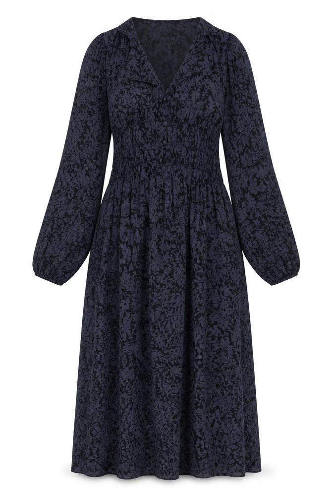 Zara Women's Blue Floral Midi Fit & Flare Dress XS