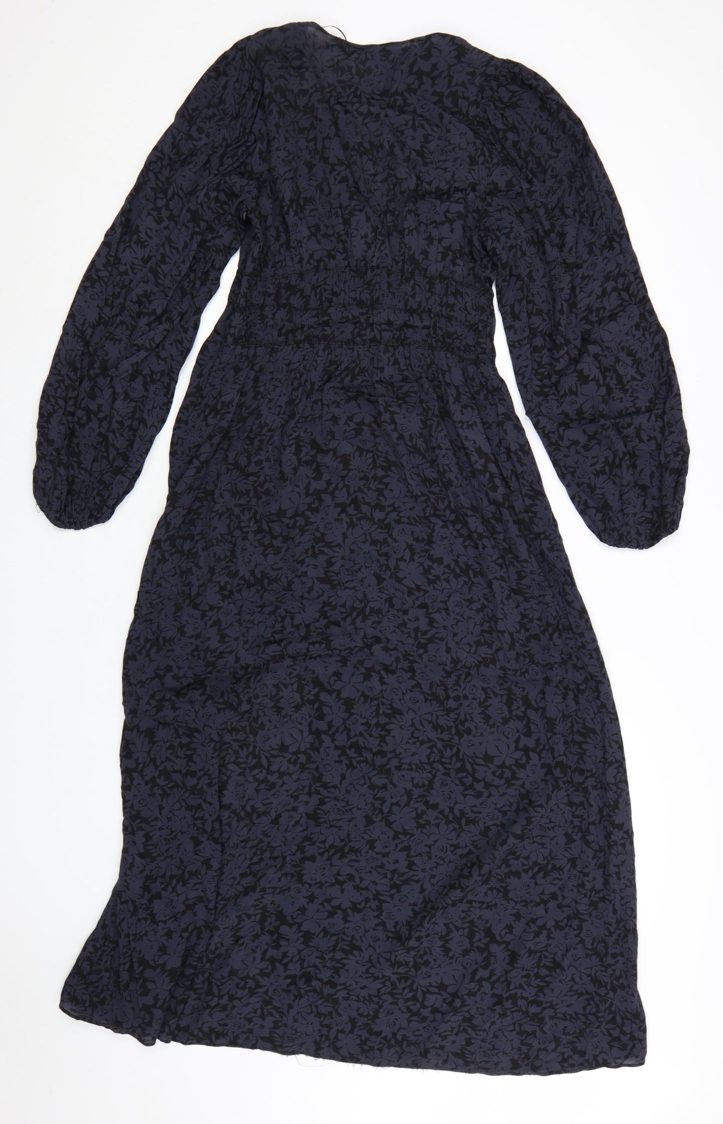 Zara Women's Blue Floral Midi Fit & Flare Dress XS