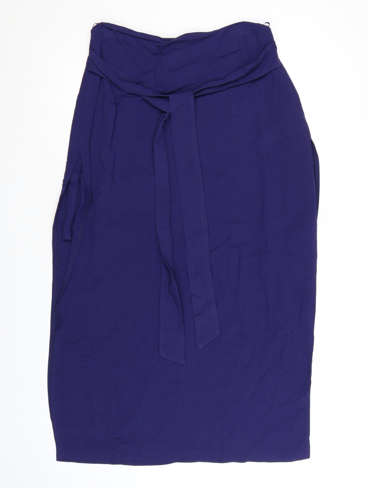Marks and Spencer Women Blue Viscose Midi Wrap Skirt Size 12
