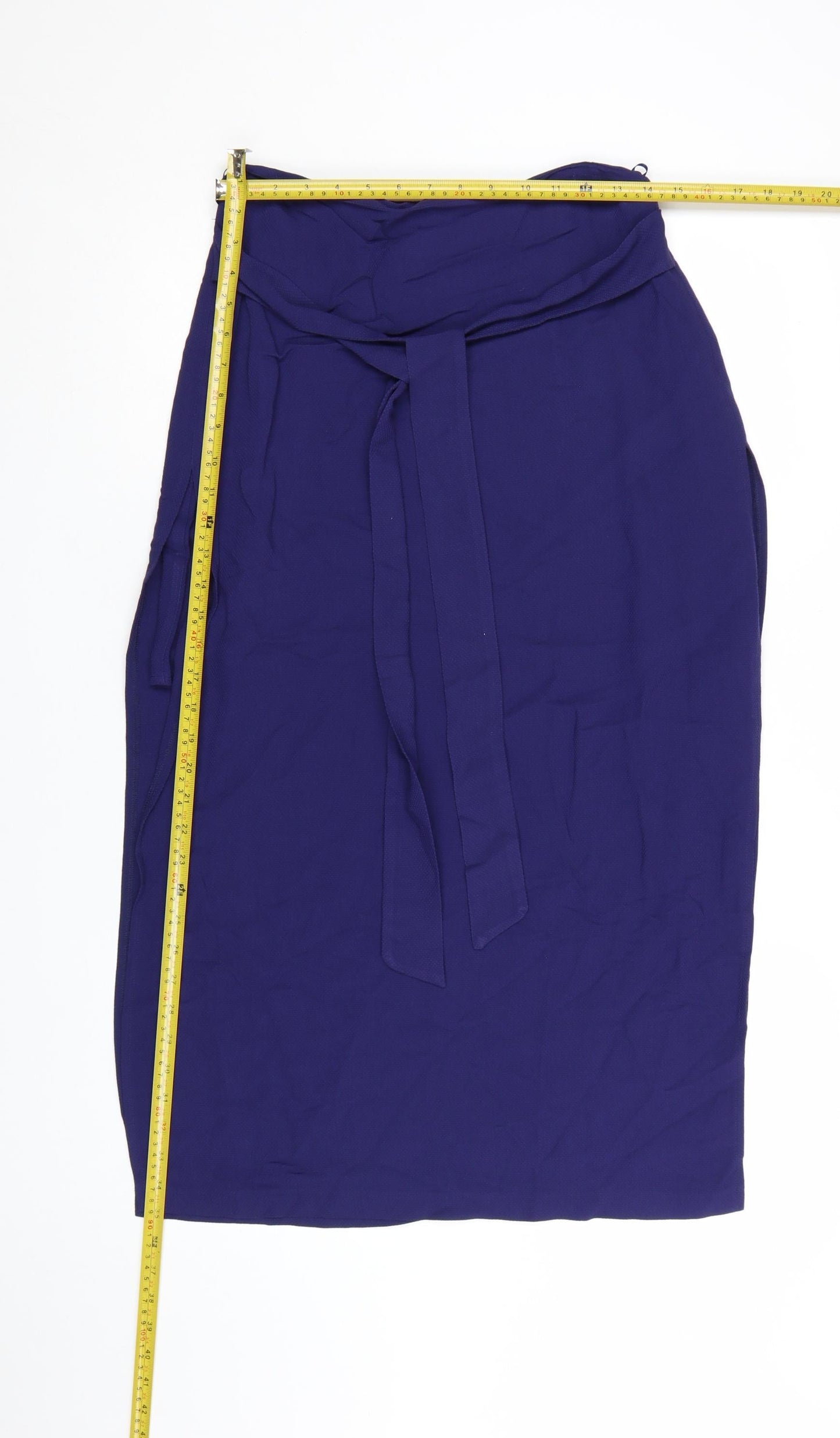 Marks and Spencer Women Blue Viscose Midi Wrap Skirt Size 12