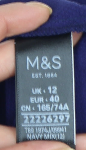 Marks and Spencer Women Blue Viscose Midi Wrap Skirt Size 12