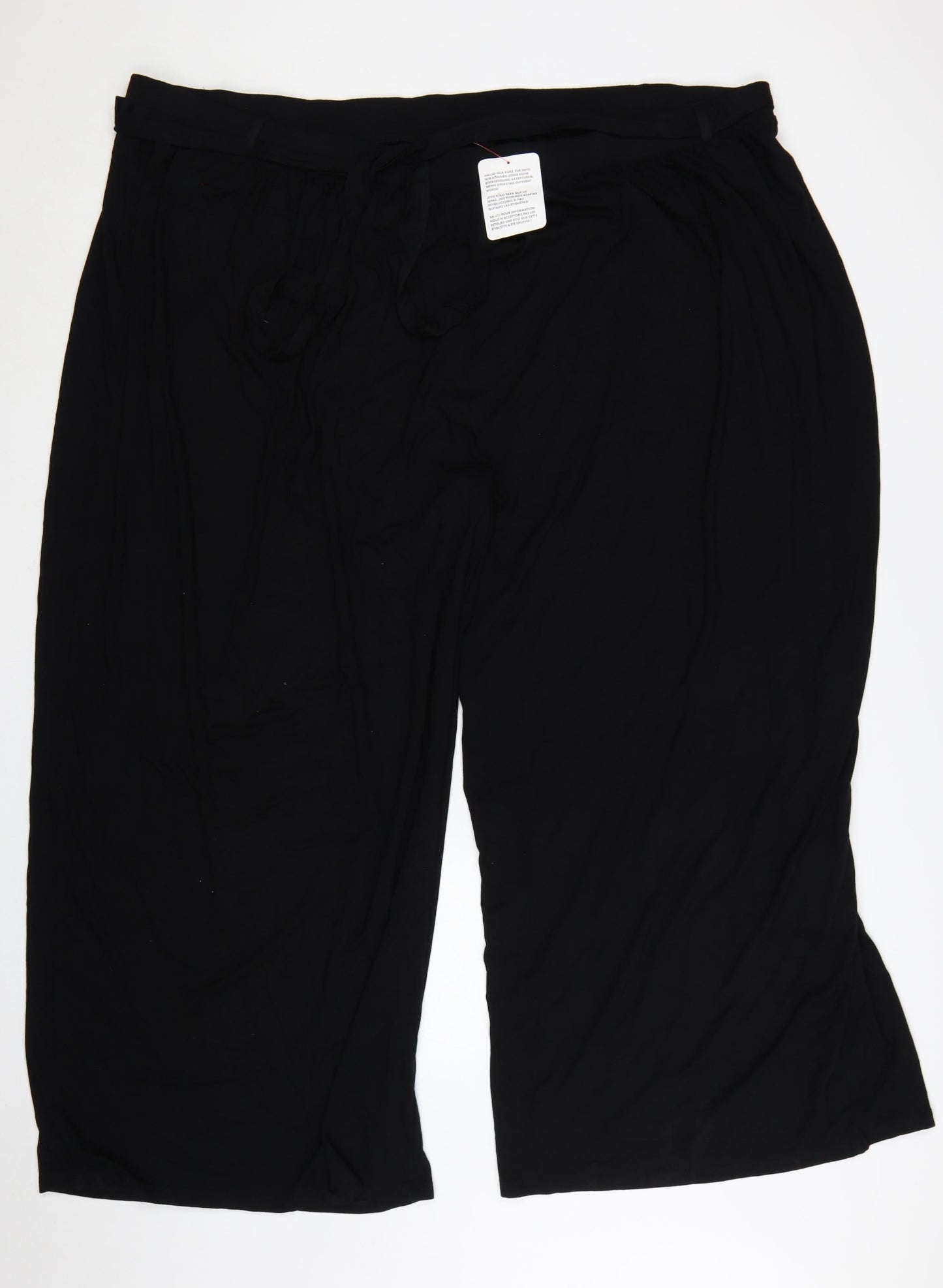 ASOS DESIGN Women's Black Wide-Leg Viscose Trousers UK 30 Curve Elastic Waist