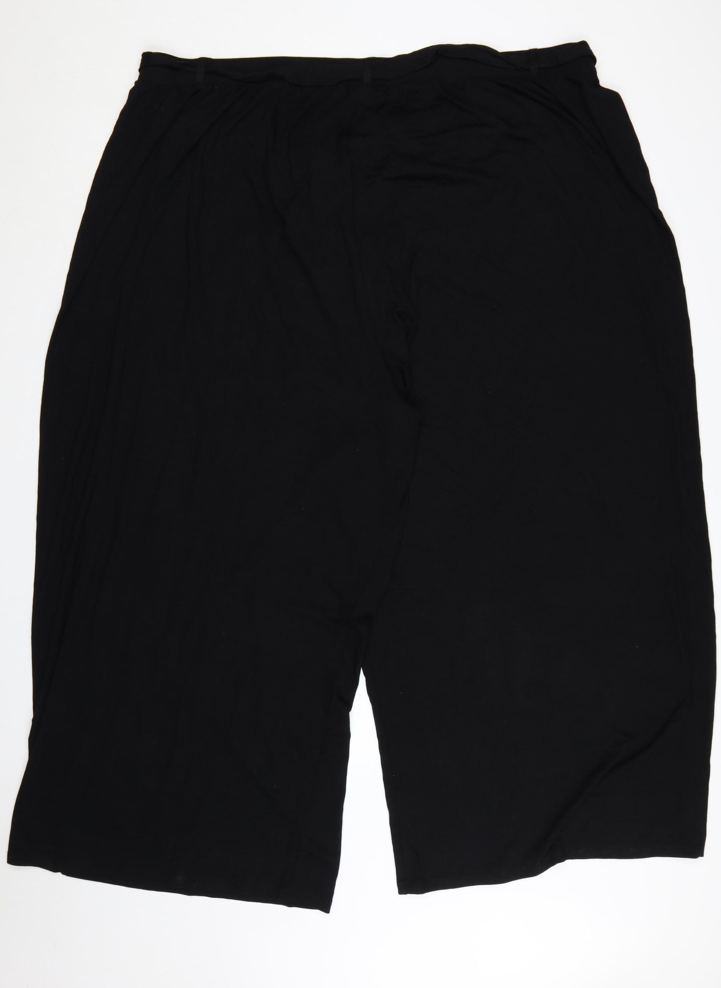 ASOS DESIGN Women's Black Wide-Leg Viscose Trousers UK 30 Curve Elastic Waist