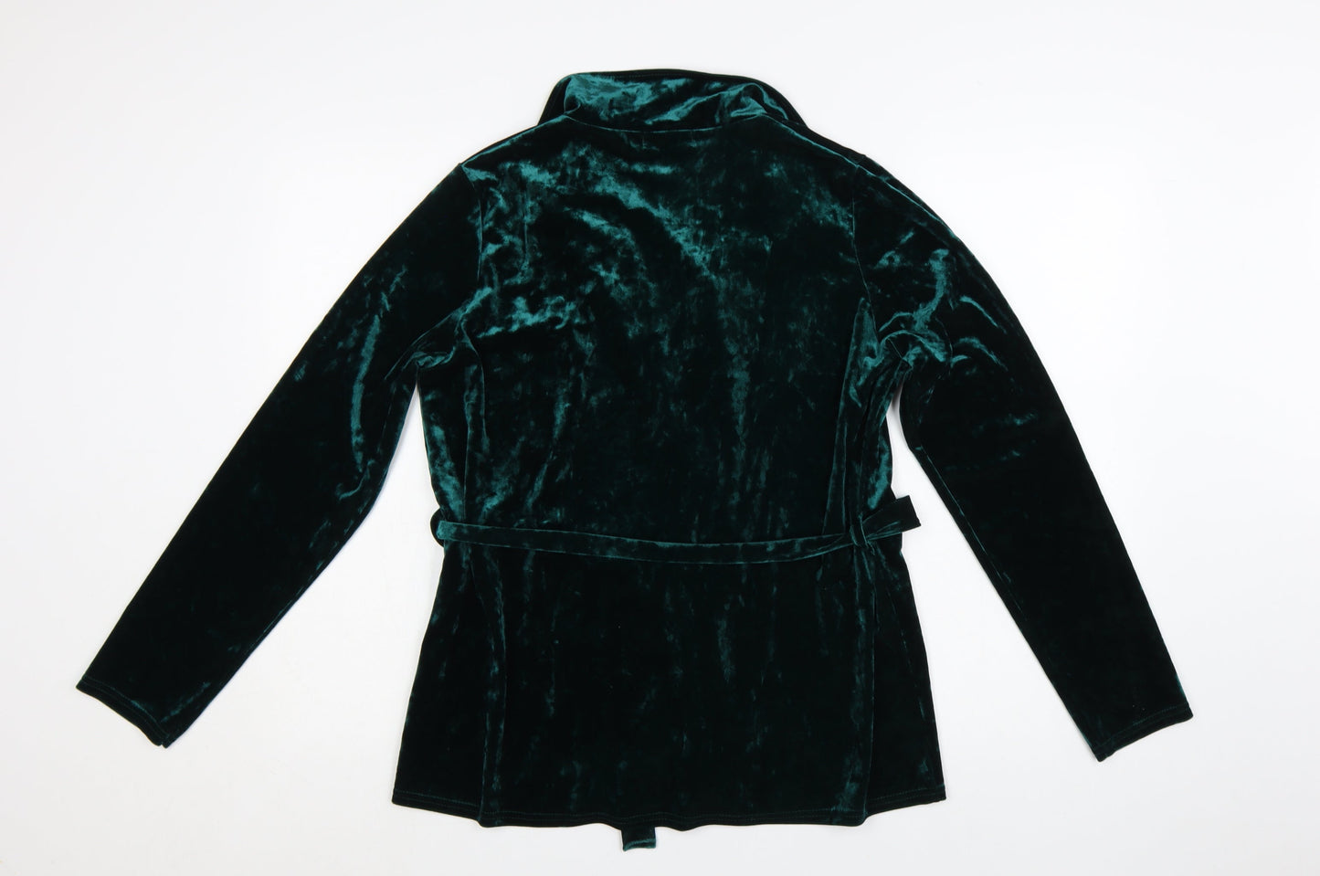 PrettyLittleThing Women Green Velvet Wrap Blouse UK 10 Long Sleeve