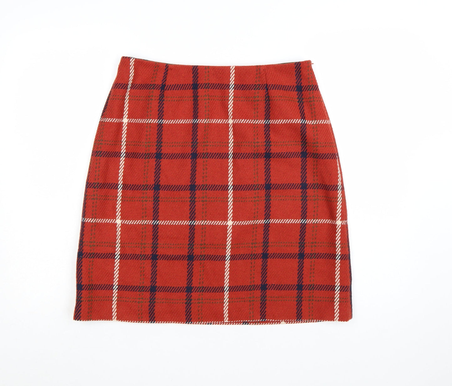 Laura Ashley Women’s Red Check Wool Blend Pencil Skirt Size 12