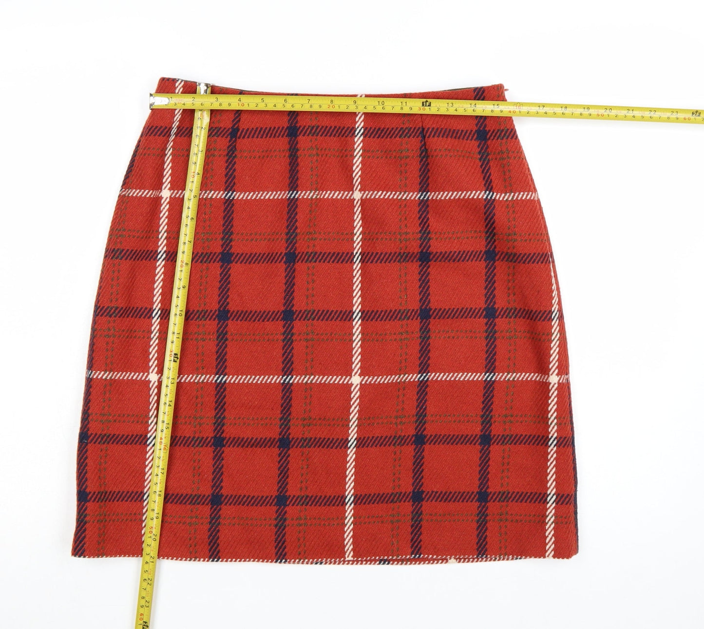 Laura Ashley Women’s Red Check Wool Blend Pencil Skirt Size 12
